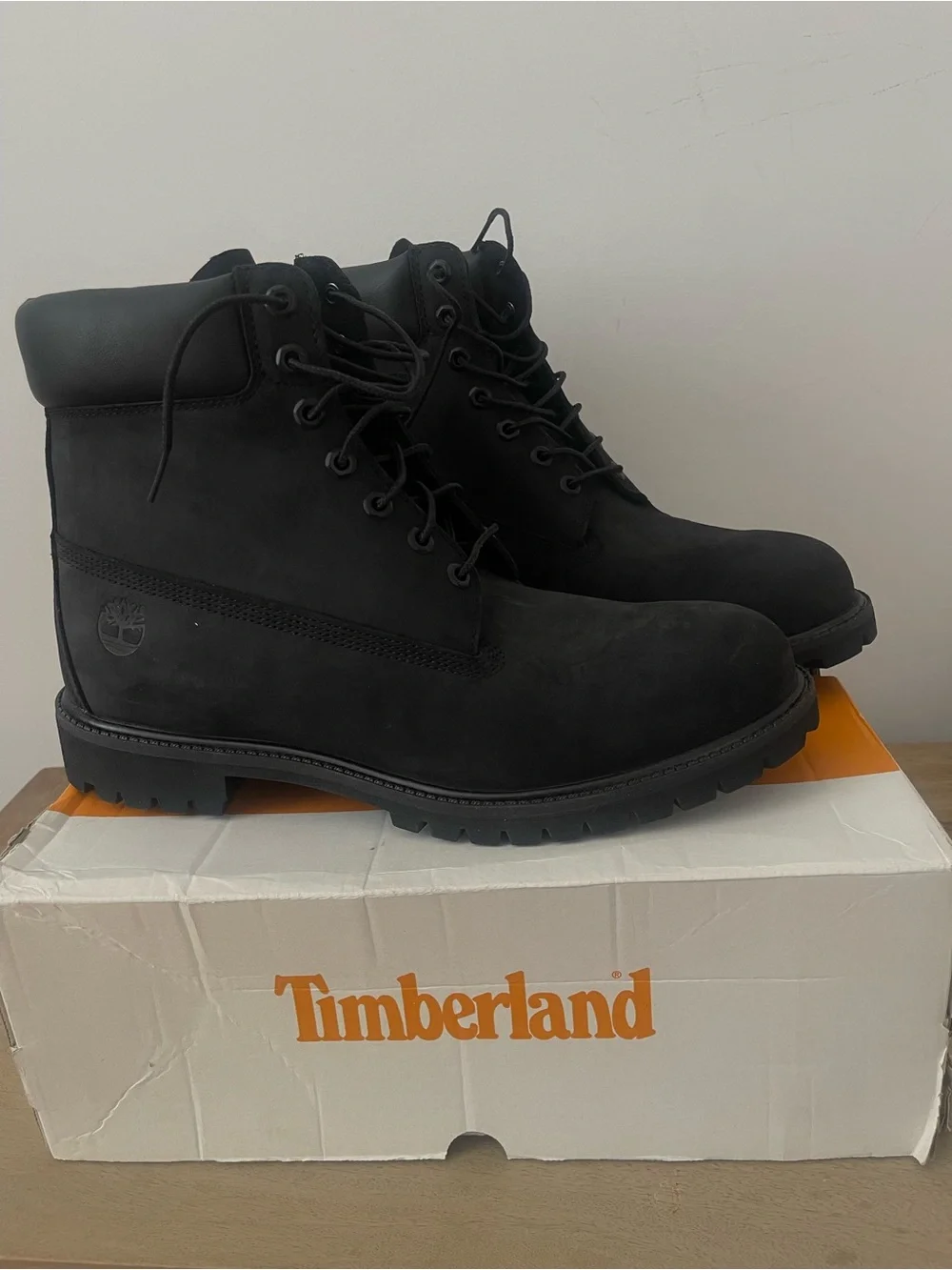 Timberland Men's Black Premium Nubuck Lace-Up Boots